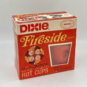 Vintage 60s Dixie Fireside Mira-Glaze Hot Cups Sealed Box Mid Century 8 Oz NEW
